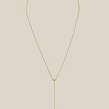 Zircon and Red Heart long Necklace - Yellow Gold