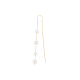 Two White Stars Two Pearls Earring  - Yellow Gold
