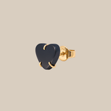 Grey Heart Stud Earring - Yellow Gold