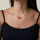 Red Hub Necklace  - Yellow Gold
