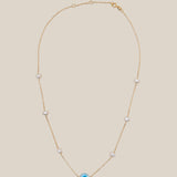 white round Eye & Pearl Choker  - Yellow Gold