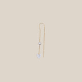 One White Heart & One Pearl Earring  - Yellow Gold