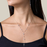White Golden Stars Y Necklace