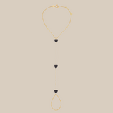 Grey Hearts Hand Chain  - Yellow Gold