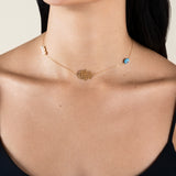 Kaff,3 Pearls, & Eye Choker  - Yellow Gold