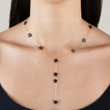 Grey Stars Long Necklace  - Yellow Gold