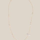 White Bird & Pearls Choker  - Yellow Gold