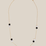 White & Grey Stars Choker  - Yellow Gold