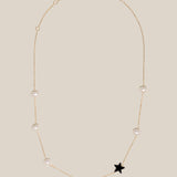 one Grey Star & Pearls Choker  - Yellow Gold