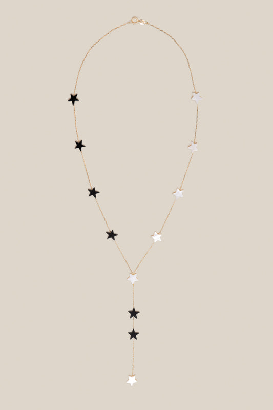 White & Grey Stars Long Necklace