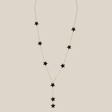 Grey Stars Long Necklace  - Yellow Gold