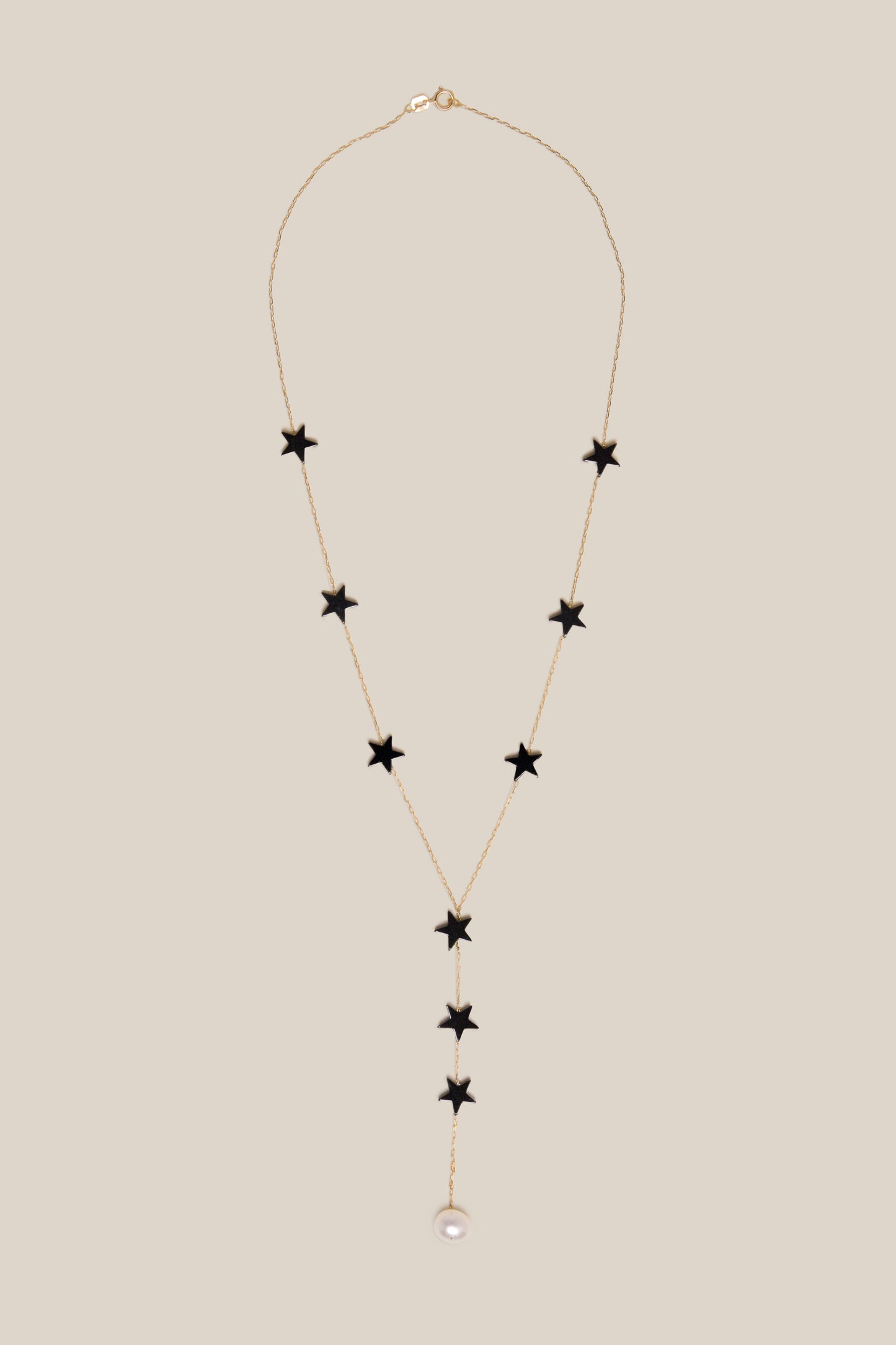 Grey Stars & one  Pearl Long Necklace