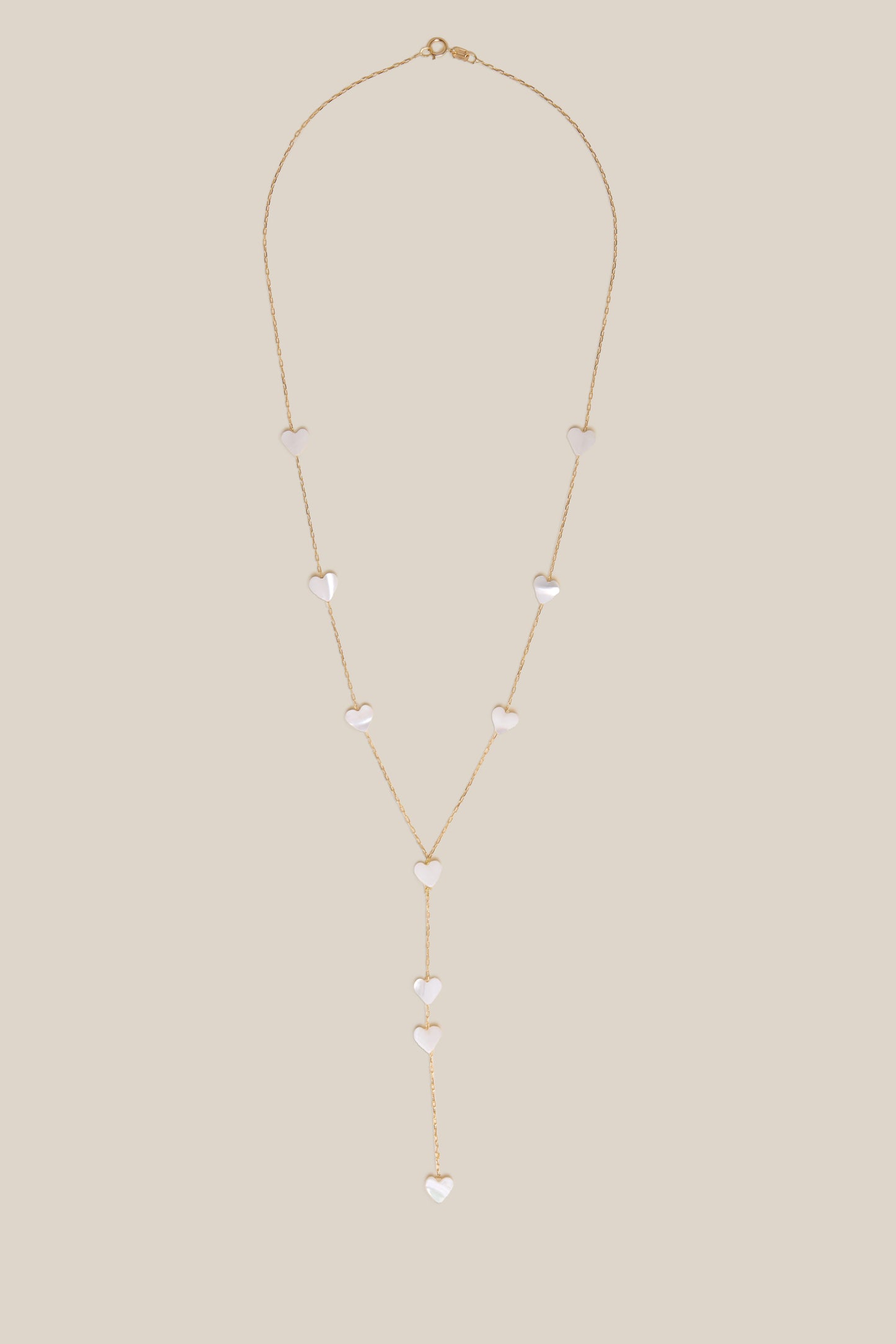 White Hearts Long Necklace