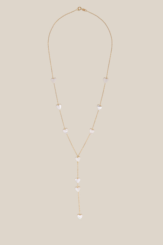 White Hearts Long Necklace