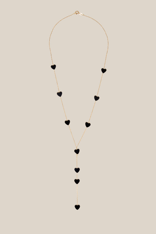 Grey Hearts Long Necklace