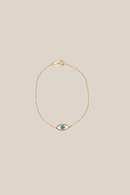 Enamel oval White Eye Bracelet