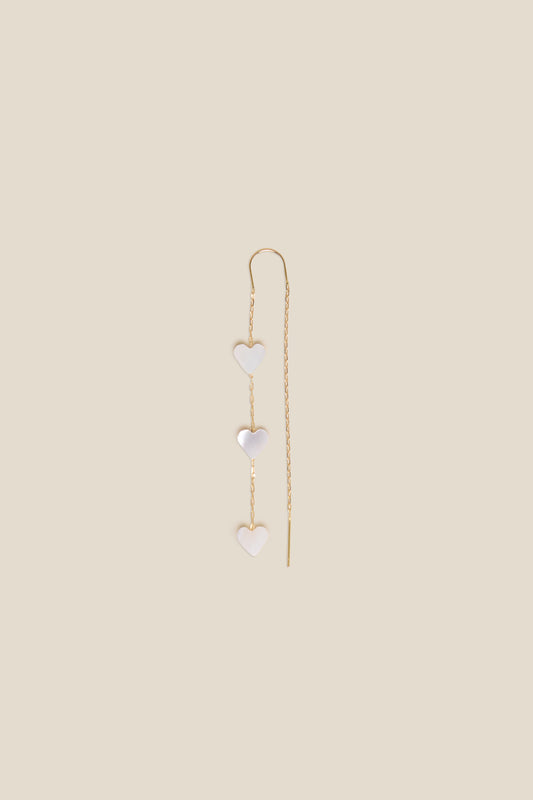 Three White Hearts Earring