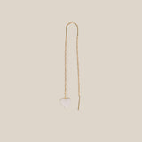 One White Heart Earring  - Yellow Gold