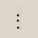 Three Grey Stars Earring  - Yellow Gold