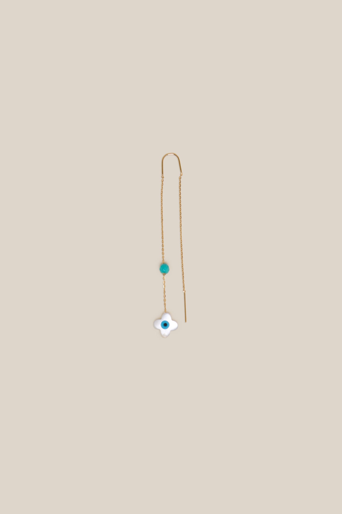 Flower Eye & Blue Bead Earring