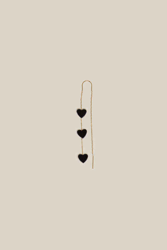 Three Grey Hearts Earring