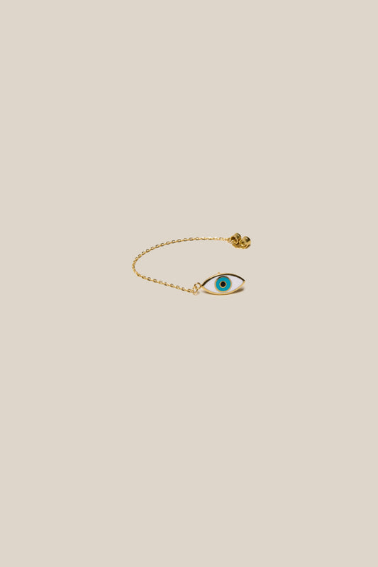 enamel oval White Eye Chain Earring