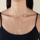 White Bird & Pearls Necklace  - Yellow Gold