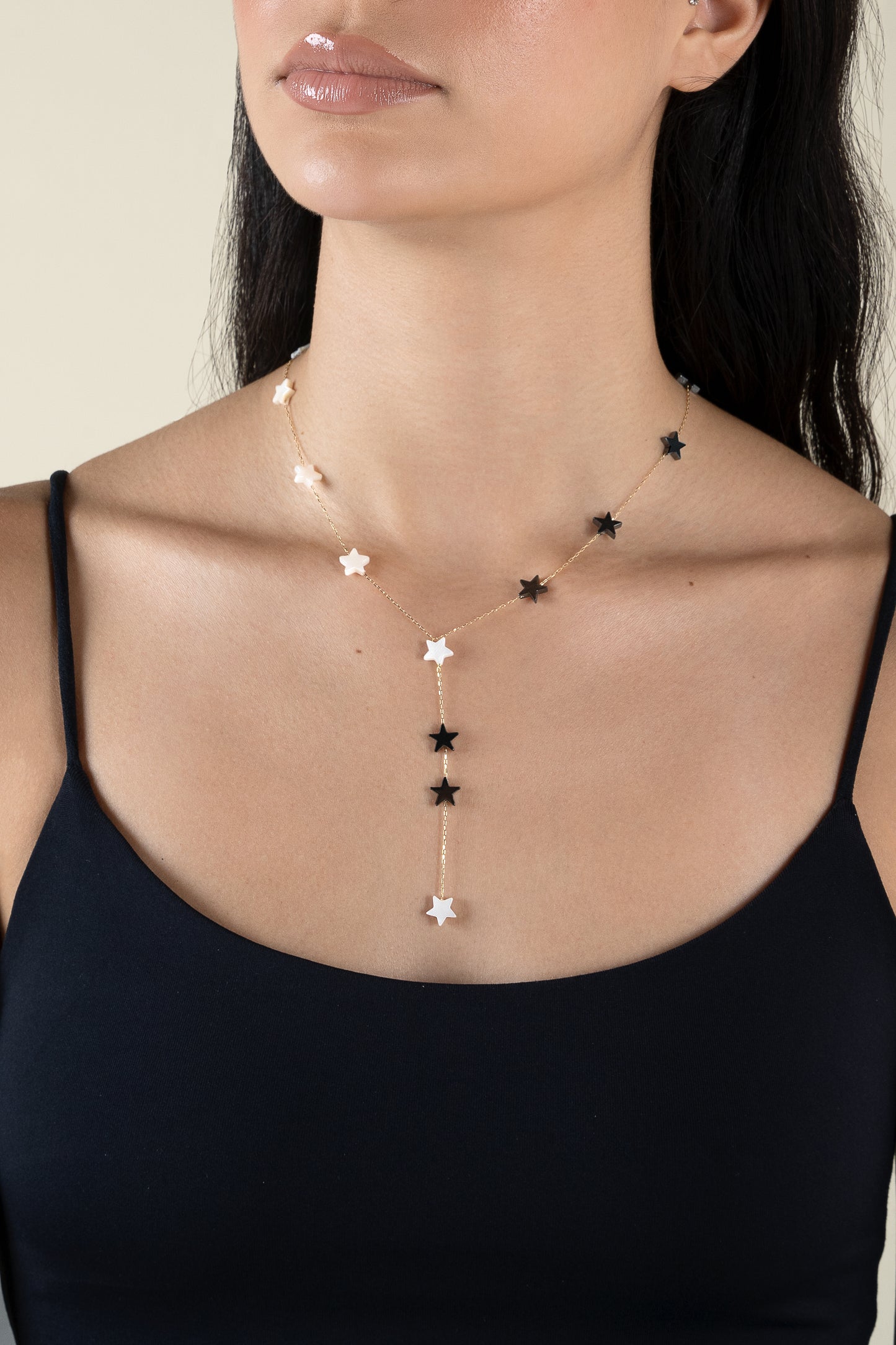 White & Grey Stars Long Necklace