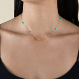 Kaff & Blue Beads Choker  - Yellow Gold