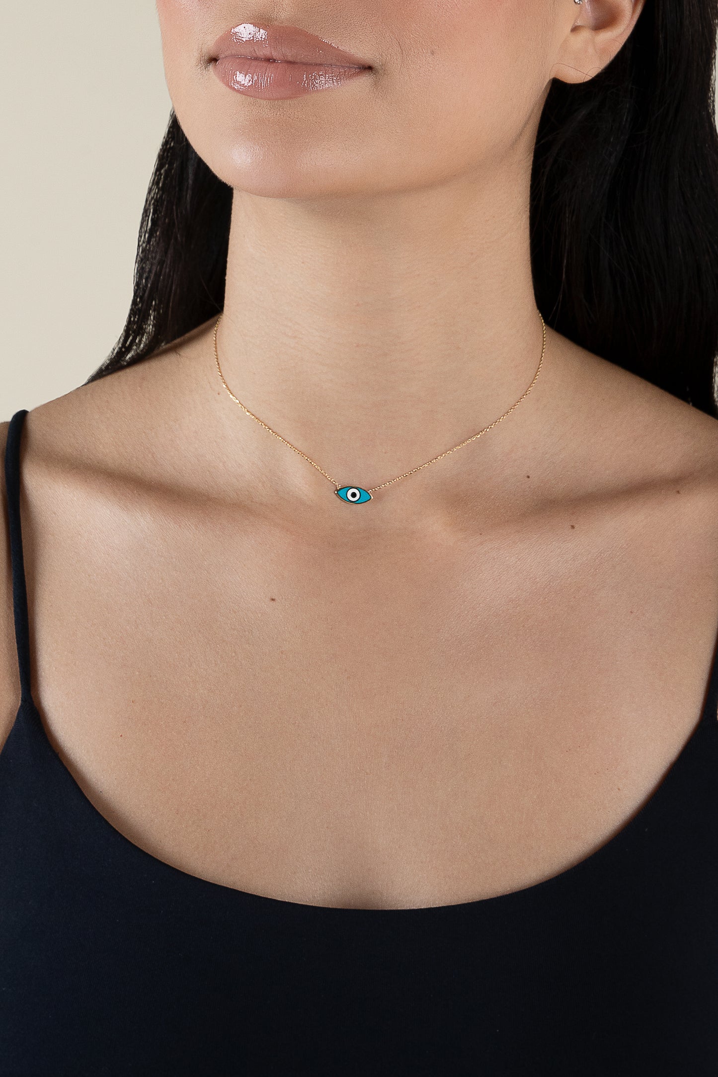 Enamel oval Blue Eye Choker