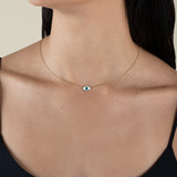 oval enamel White Eye Choker  - Yellow Gold