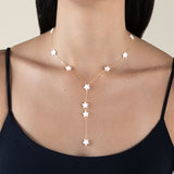 White Stars Long Necklace  - Yellow Gold