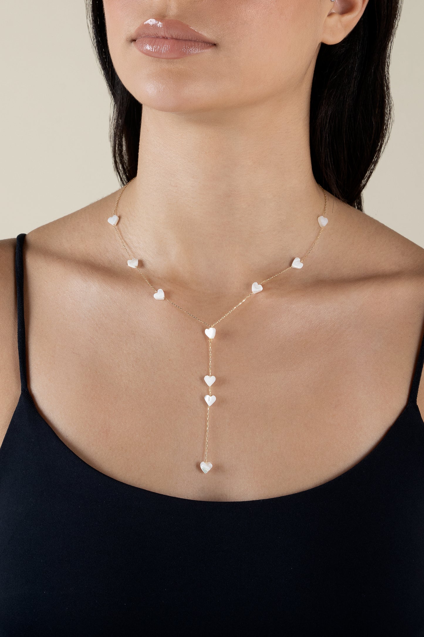 White Hearts Long Necklace