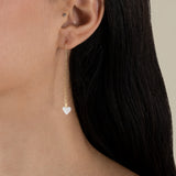 One White Heart Earring  - Yellow Gold