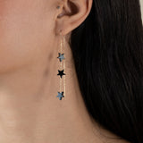 Three Grey Stars Earring  - Yellow Gold