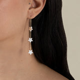 Three White Stars Earring  - Yellow Gold
