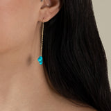 Blue Stone Earring  - Yellow Gold