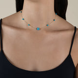 Blue Eye & Beads Choker  - Yellow Gold