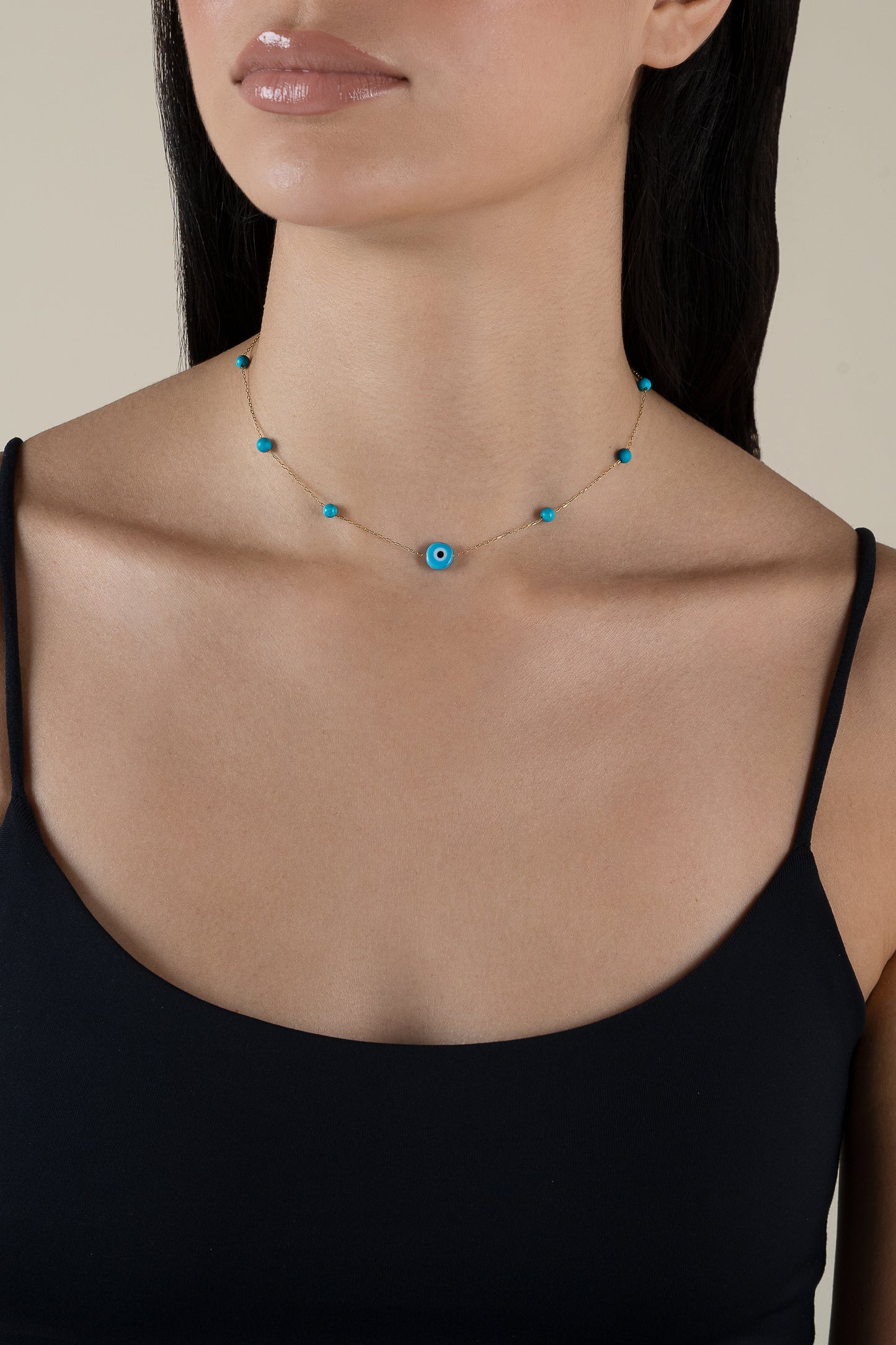 Blue Eye & Beads Choker