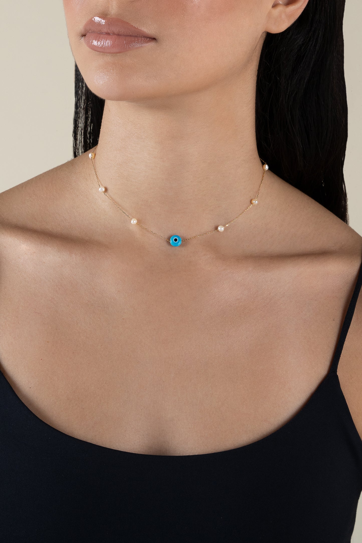 Blue Eye & Pearls Choker