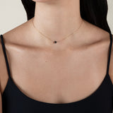 One Grey Heart Choker  - Yellow Gold