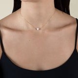 One White Heart Choker  - Yellow Gold