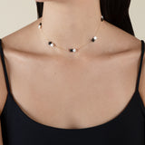 White & Grey Stars Choker  - Yellow Gold