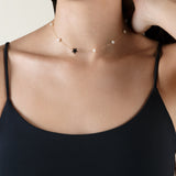 one Grey Star & Pearls Choker  - Yellow Gold
