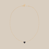 One Grey Heart Choker  - Yellow Gold
