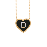 Enamel Heart and Initial Necklace