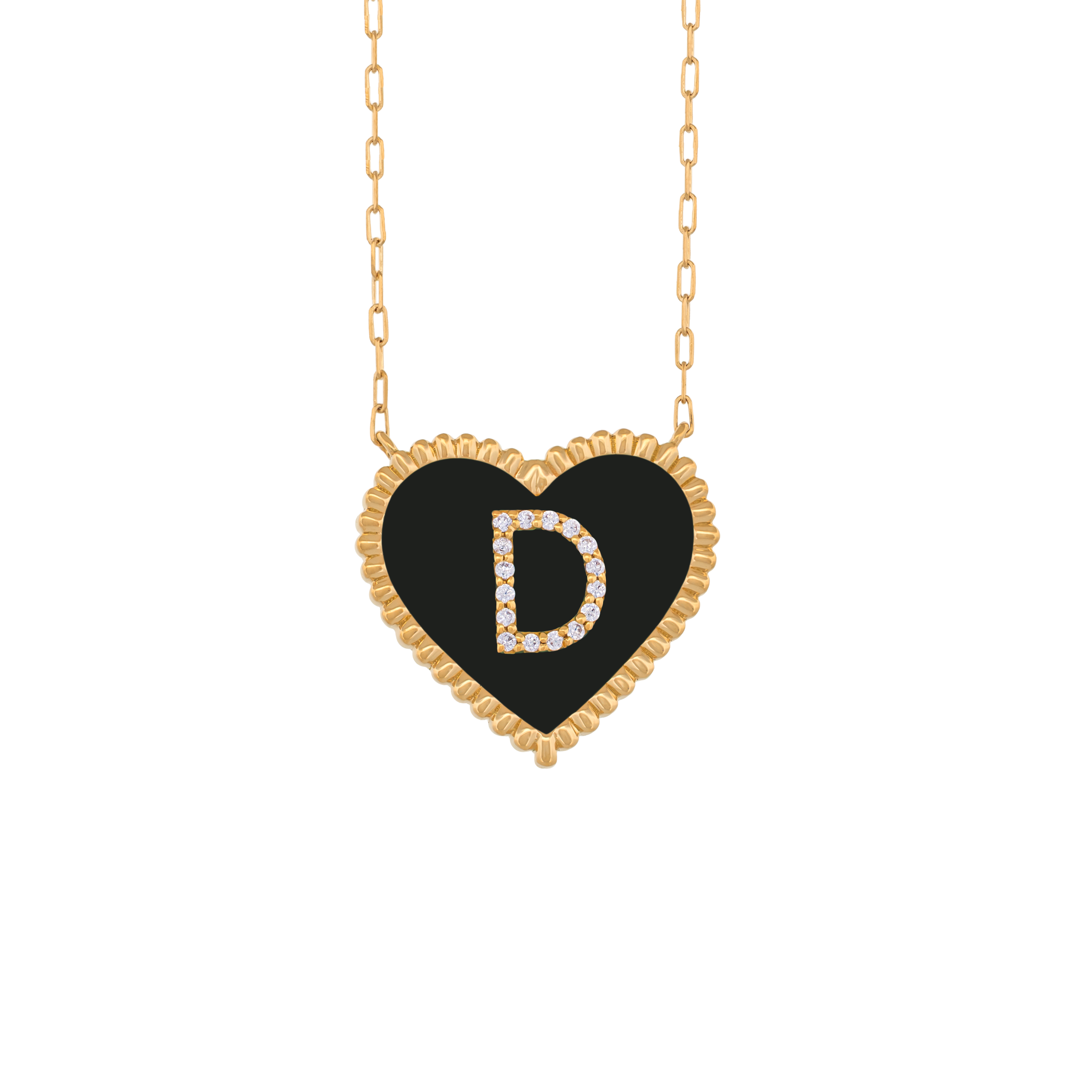 Enamel Heart and Initial Necklace