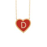 Enamel Heart and Initial Necklace