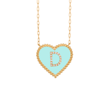 Enamel Heart and Initial Necklace
