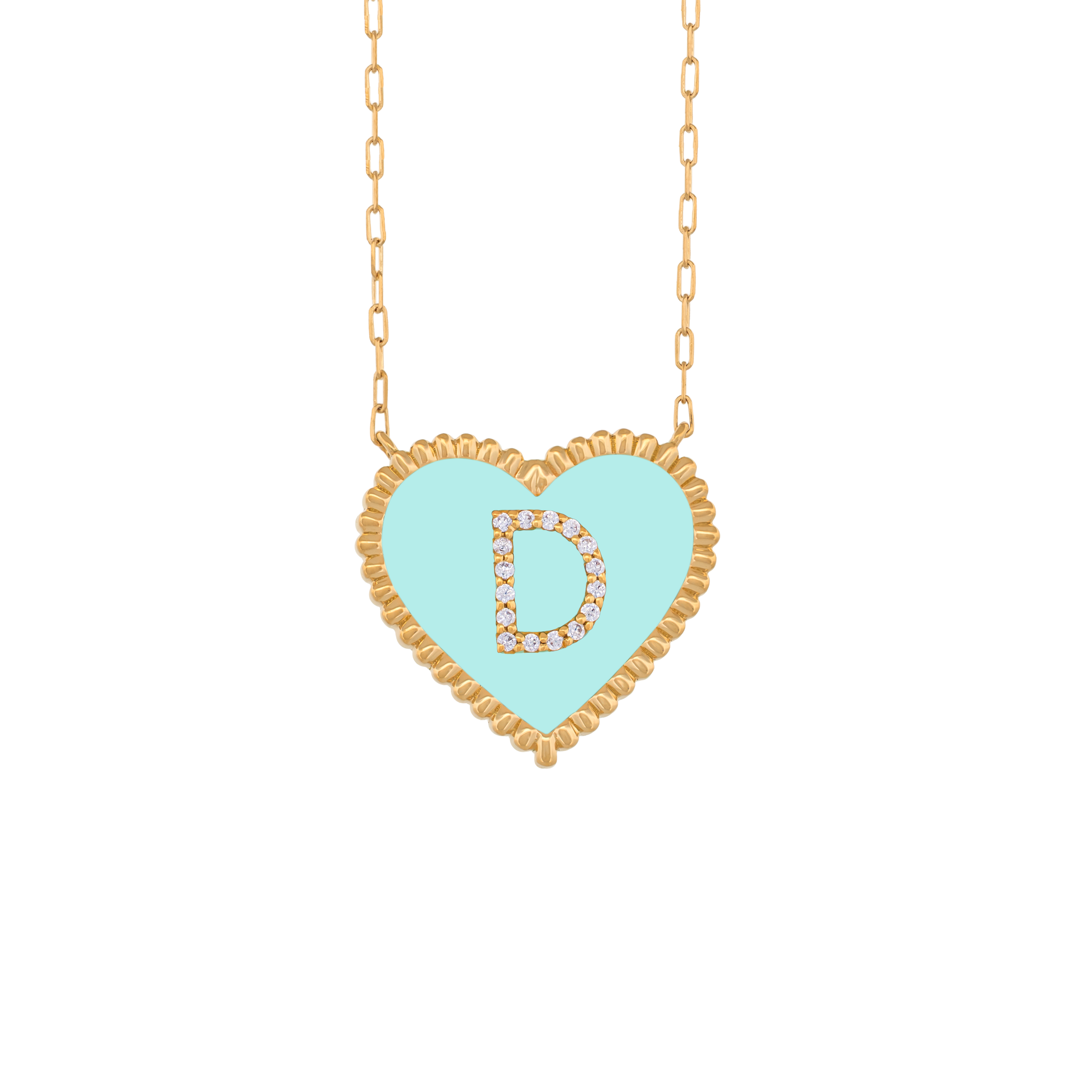 Enamel Heart and Initial Necklace